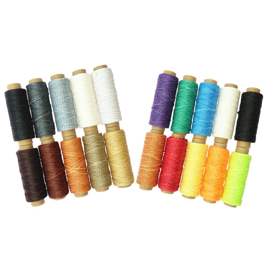 20 Pieces 50m Wax Cotton Threads Hand Sewing Wax Line DIY Leather Accessory