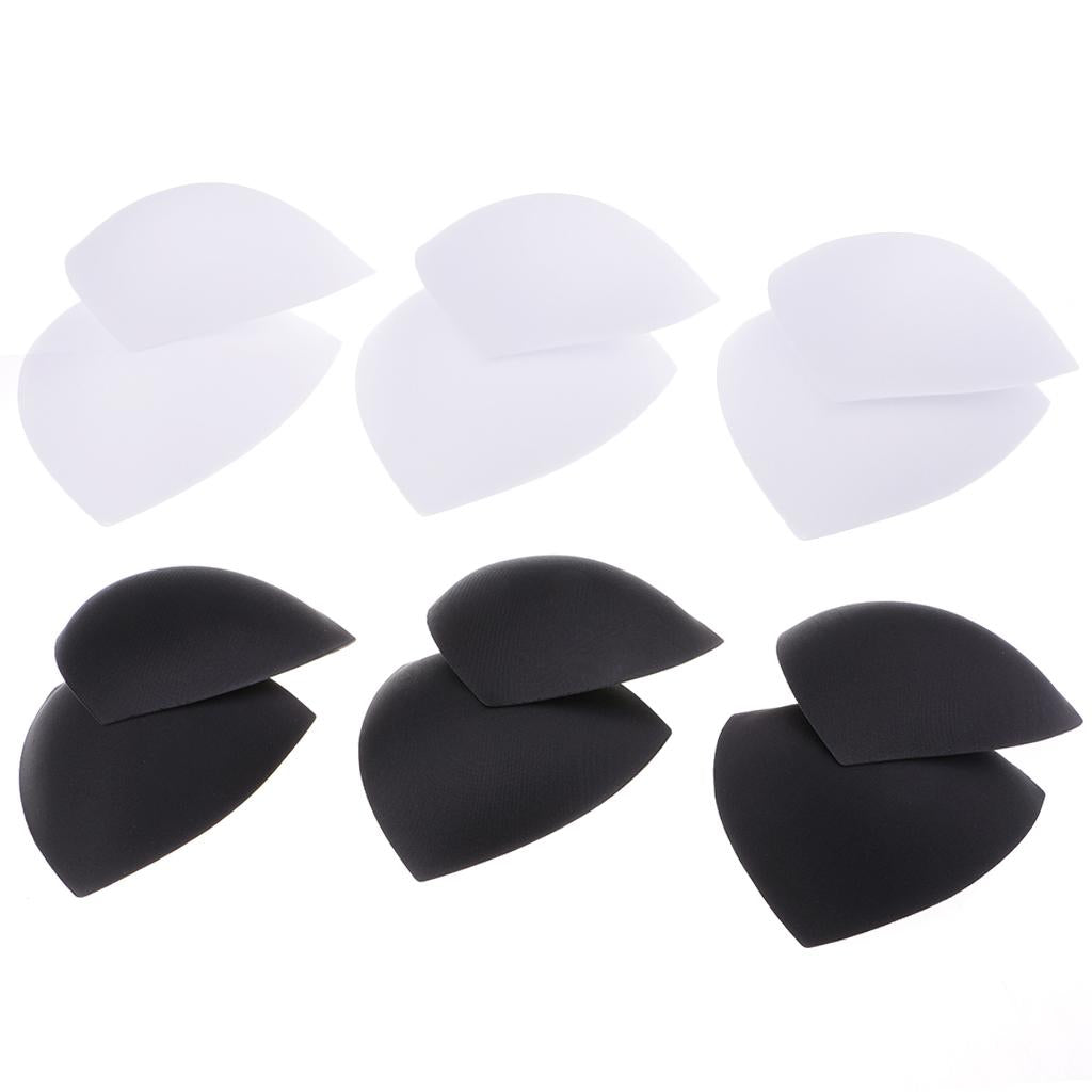 6 Pairs Women's Triangle Bra Pads Inserts for Sports Bra Bikini Black White