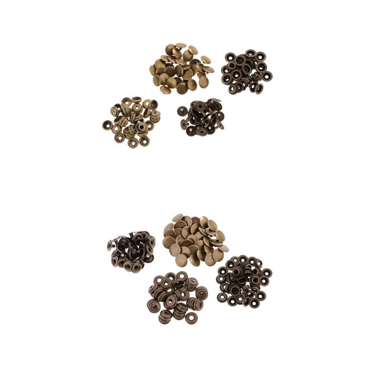 60 Sets Metal Snap Buttons Press Stud Popper Fasteners 12.5mm 15mm Bronze