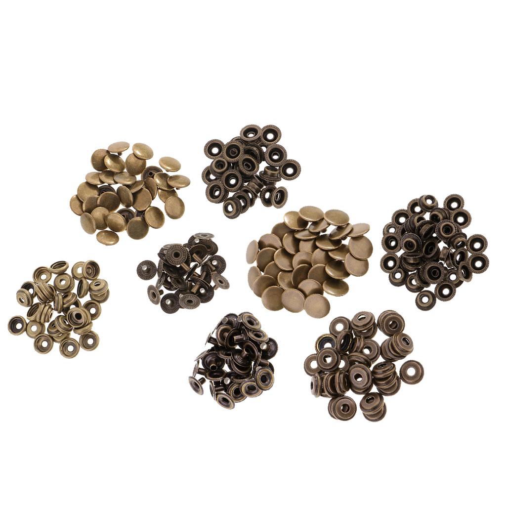 60 Sets Metal Snap Buttons Press Stud Popper Fasteners 12.5mm 15mm Bronze