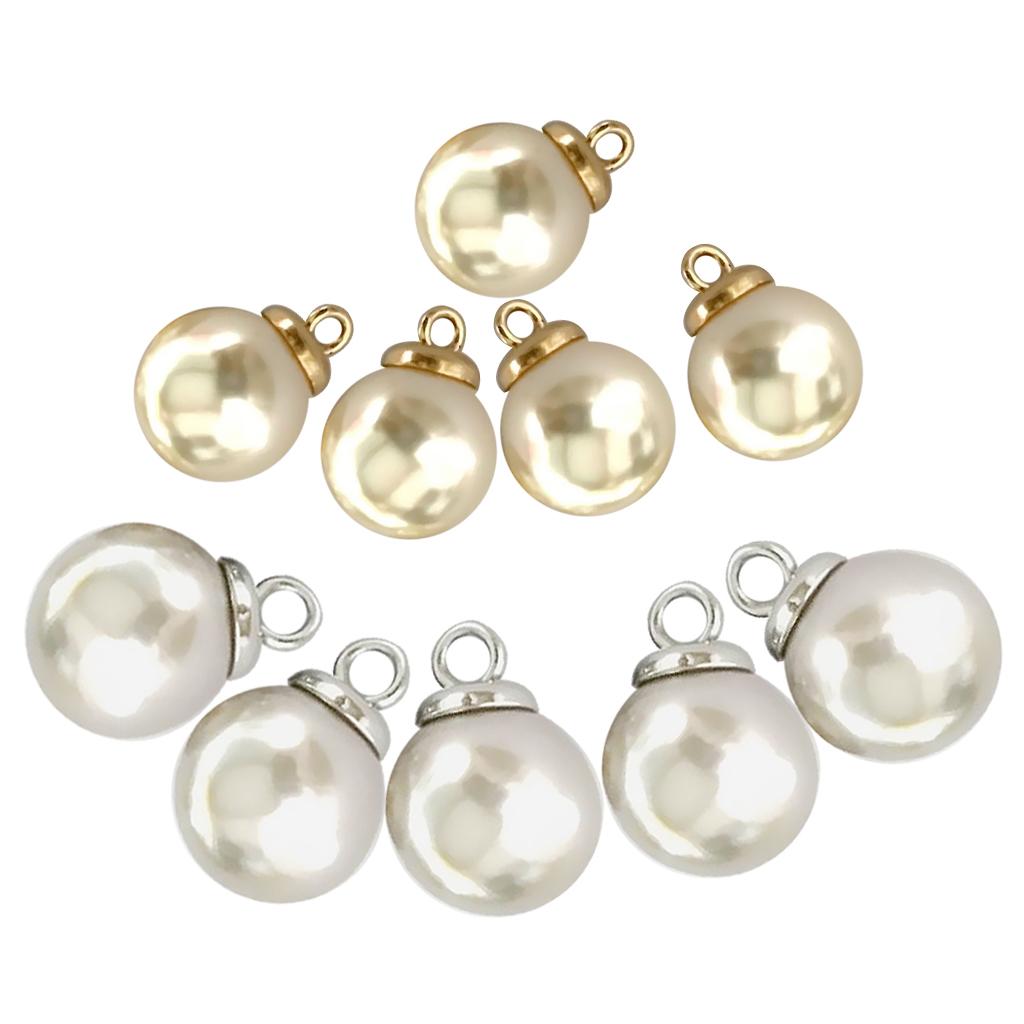 10Pcs 16mm Plastic Pearl Buttons Charms Pendants for DIY Sewing Scrapbooking