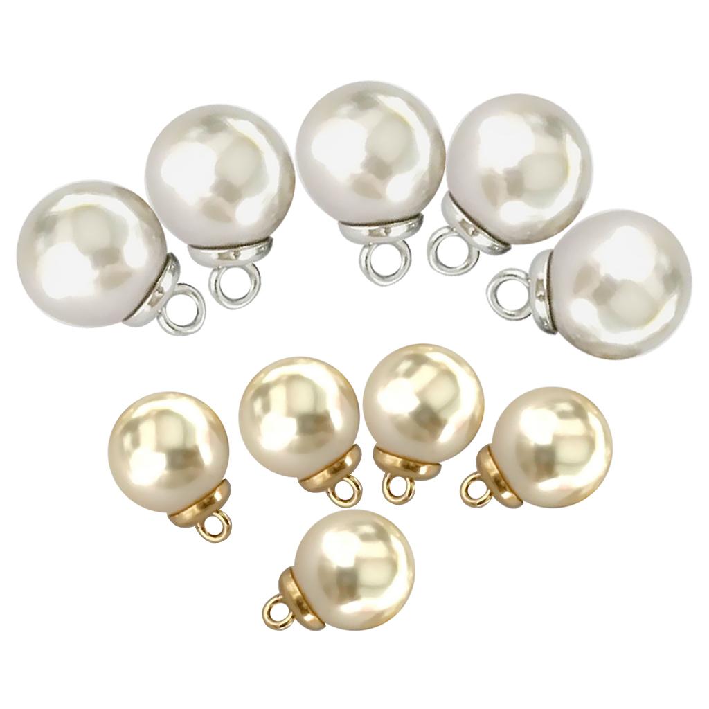 10Pcs 16mm Plastic Pearl Buttons Charms Pendants for DIY Sewing Scrapbooking