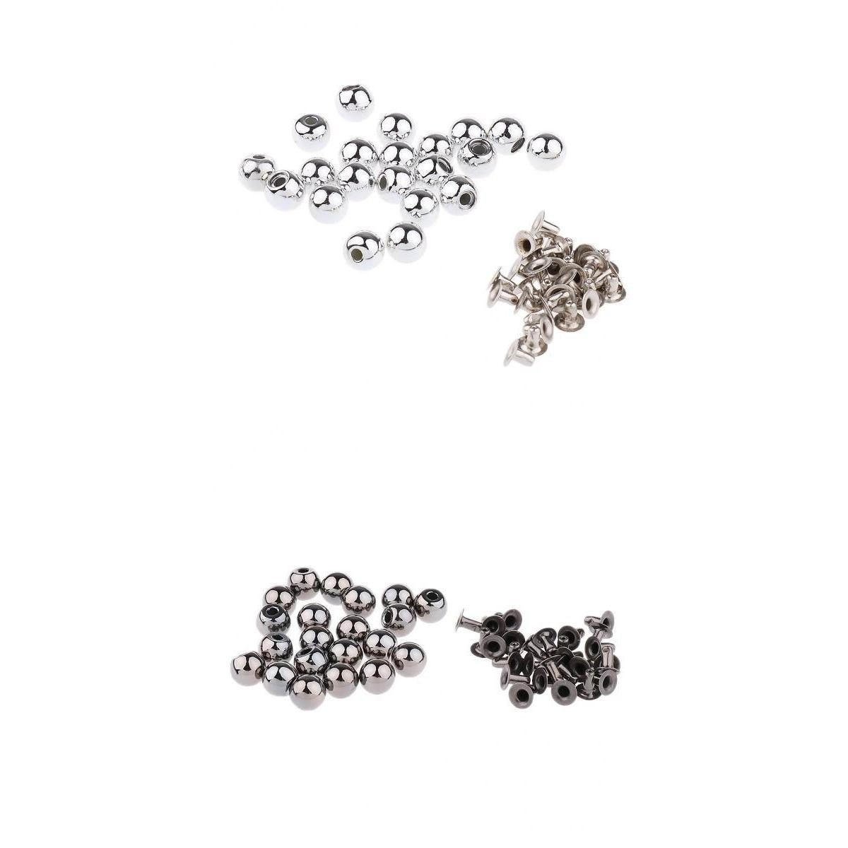 40 Sets Silver + Black Pearl Bead Rivet Studs Buttons Garment Accessories