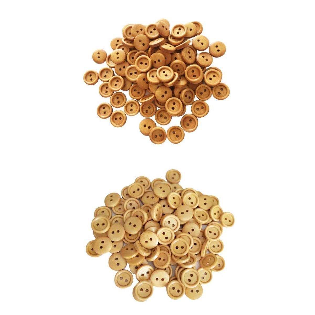 200Pcs Vintage 2 Holes Wood Buttons for Sewing Scrapbooking Brown 13mm 15mm