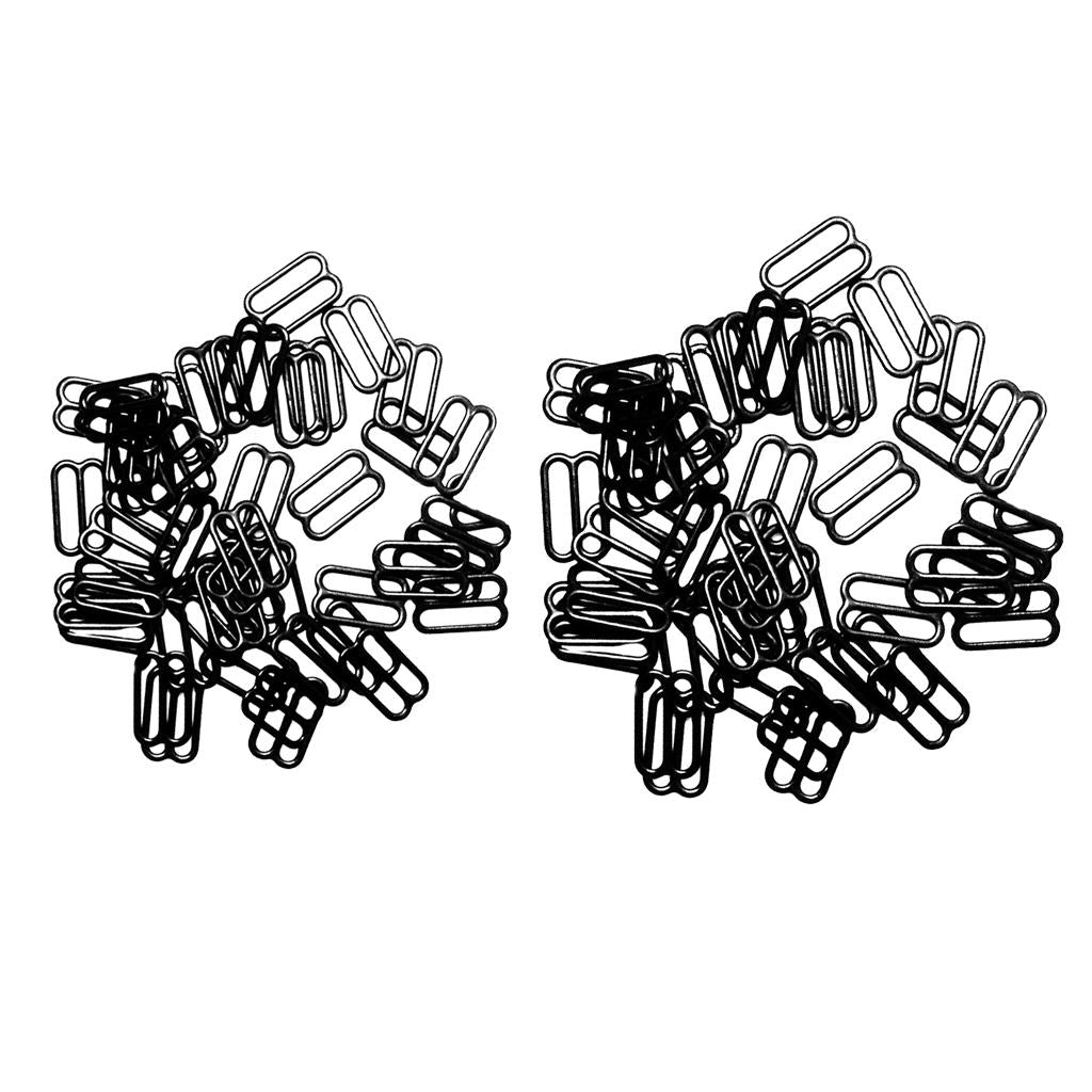 200Pcs Metal Lingerie Hardware Sewing Clip Hook Eye for Bra Straps 15mm 20mm