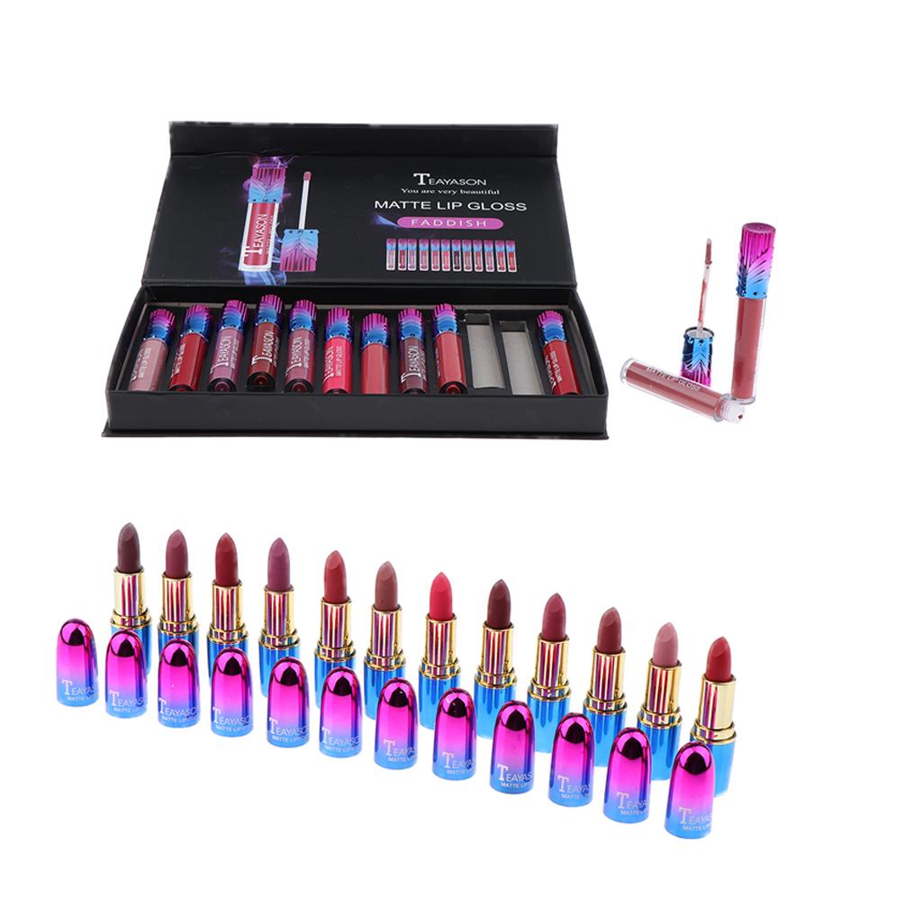 24x Women Waterproof Long Lasting Cosmetics Lipstick Lip Gloss Balm Set Lot