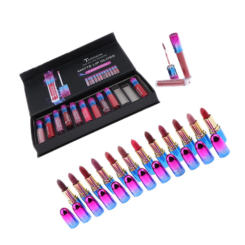 24x Women Waterproof Long Lasting Cosmetics Lipstick Lip Gloss Balm Set Lot