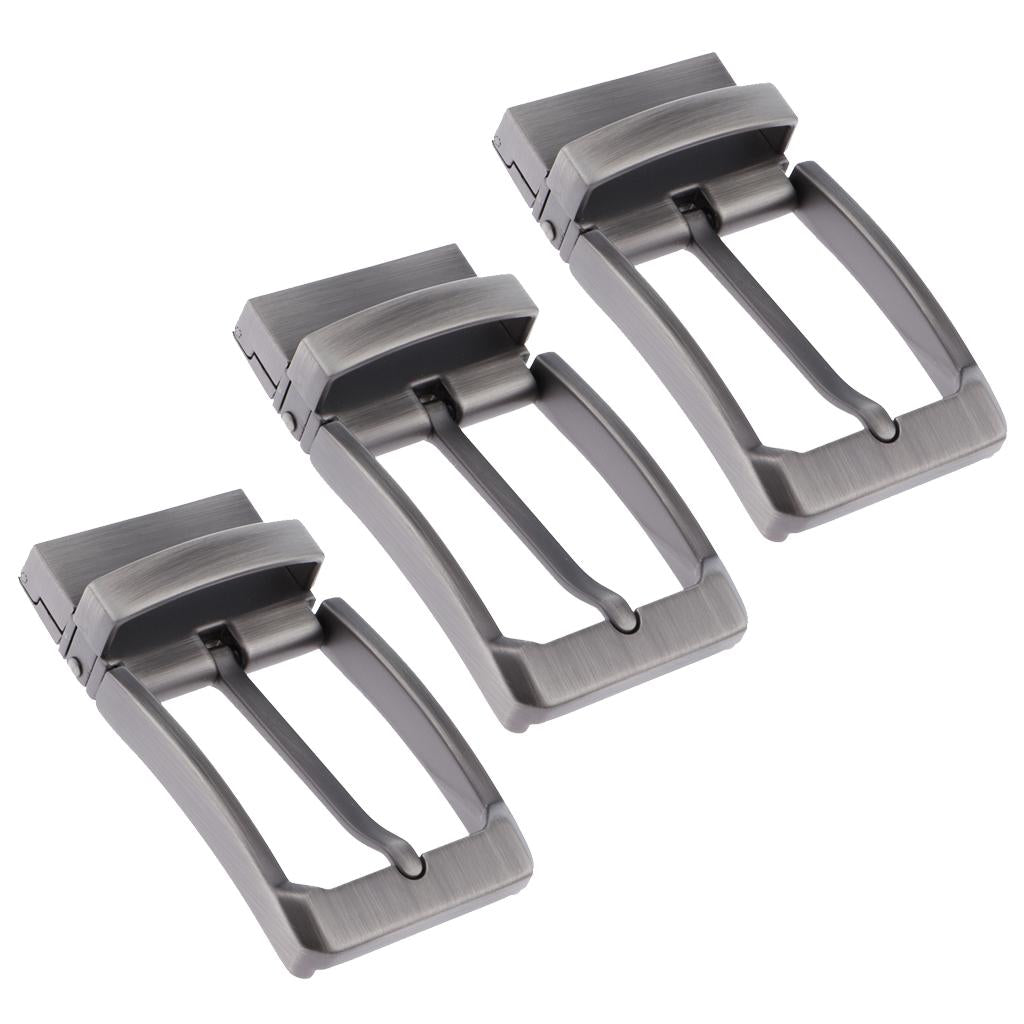 3pcs Mens Antique Belt Buckle Single Prong Rectangular Pin Buckle Reversible