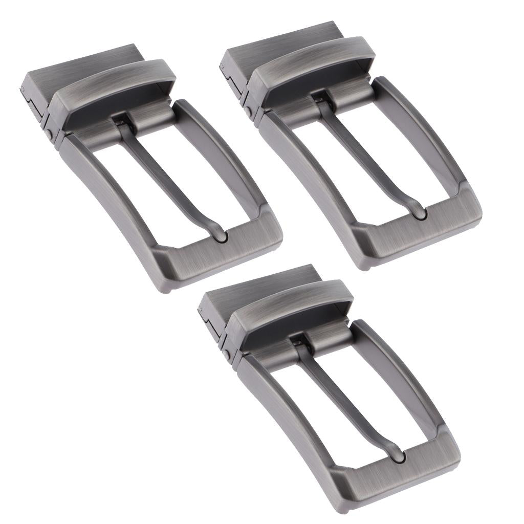 3pcs Mens Antique Belt Buckle Single Prong Rectangular Pin Buckle Reversible