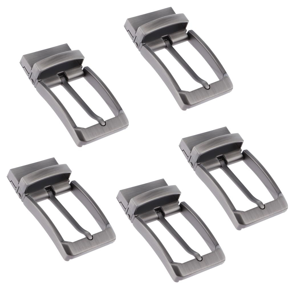 5pcs Mens Antique Belt Buckle Single Prong Rectangular Pin Buckle Reversible