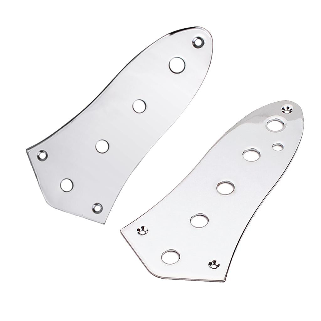 2 Pieces Chrome Control Plate for Jazz Bass Guitar