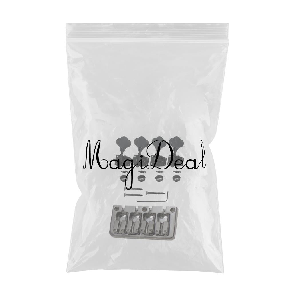 4 Pcs Machine Head Tuner + 4 String Electric Guitar Bridge with Wrench Screw