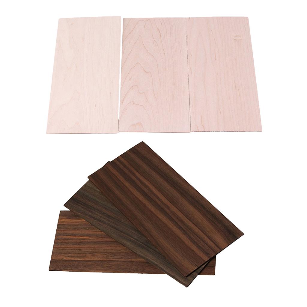 6 Pieces Maple & Rosewood Guitar Head Veneer Headplate for Luthier DIY