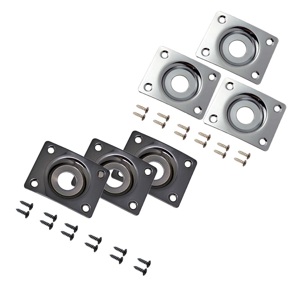 6pcs Universal Electric Guitar Jack Bass Output Socket Plate Rectangle
