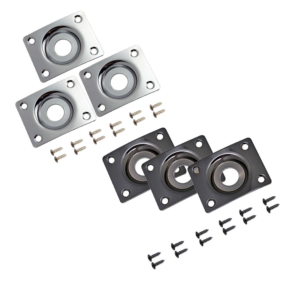 6pcs Universal Electric Guitar Jack Bass Output Socket Plate Rectangle