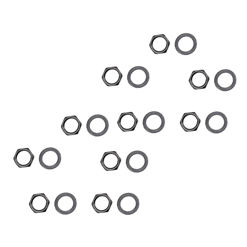 10 Sets Electric Guitar Output Input Jack Nuts Washers Gaskets Dia. 8/9.36mm
