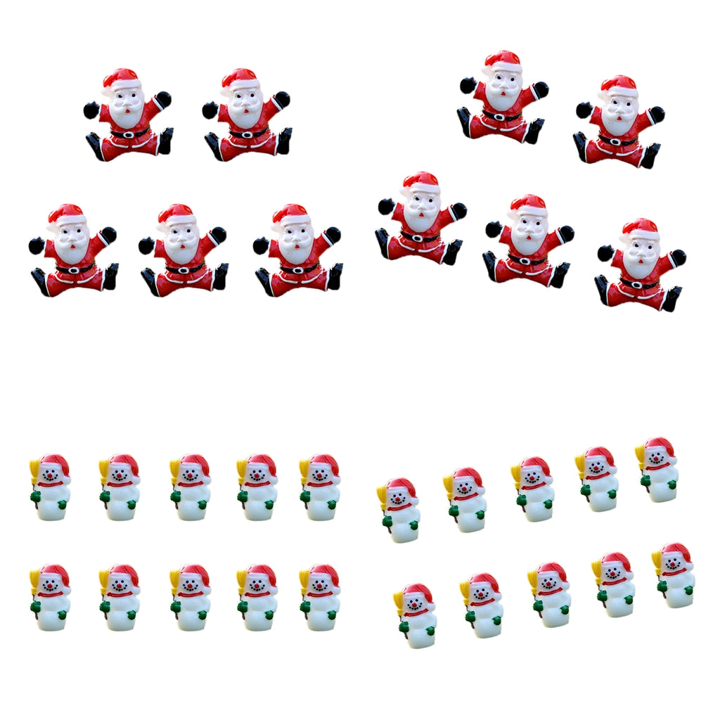 20 Pieces Micro Landscape Decors Mini Resin Garden DIY Craft Snowaman Santa
