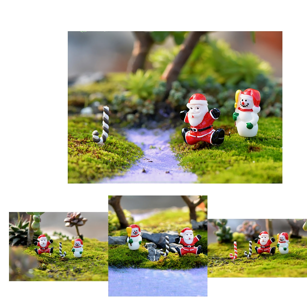 20 Pieces Micro Landscape Decors Mini Resin Garden DIY Craft Snowaman Santa