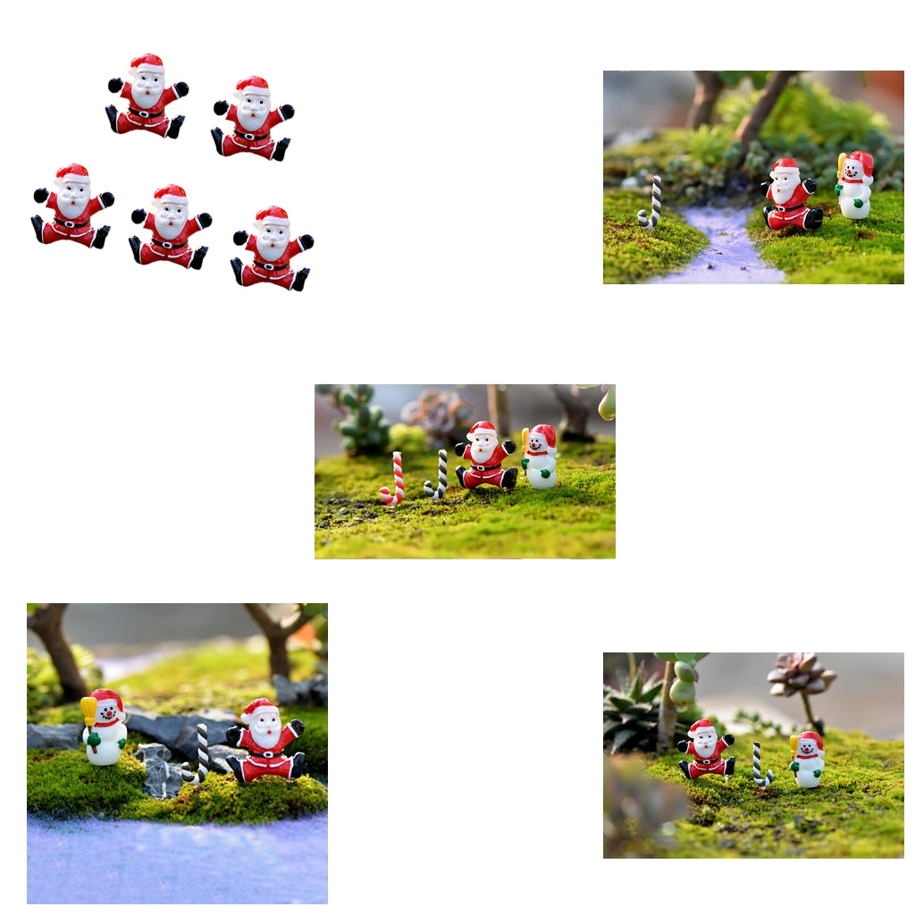 20 Pieces Micro Landscape Decors Mini Resin Garden DIY Craft Snowaman Santa