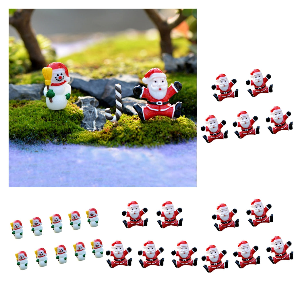 20 Pieces Micro Landscape Decors Mini Resin Garden DIY Craft Snowaman Santa