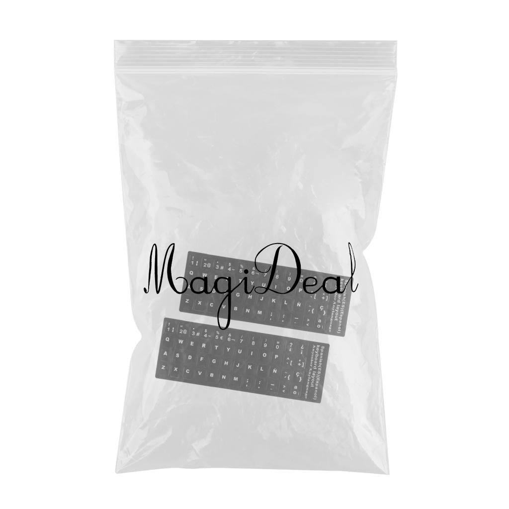 2x Spanish White Letters Keyboard Stickers Laptop Computer Protector Cover