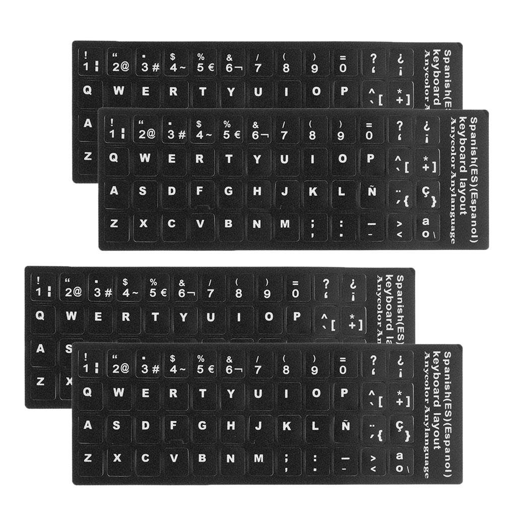 4xSpanish White Letters Keyboard Stickers Laptop Computer Protector Cover