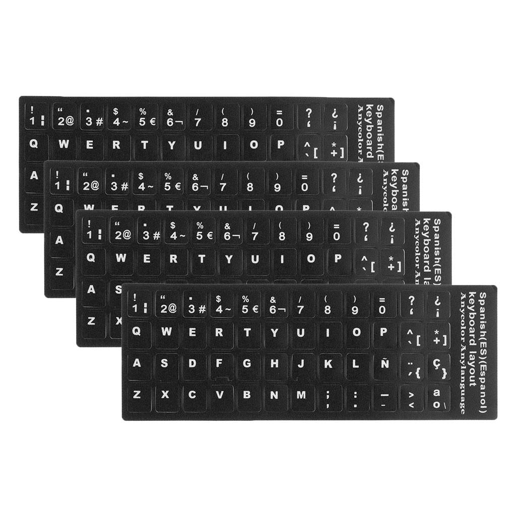 4xSpanish White Letters Keyboard Stickers Laptop Computer Protector Cover