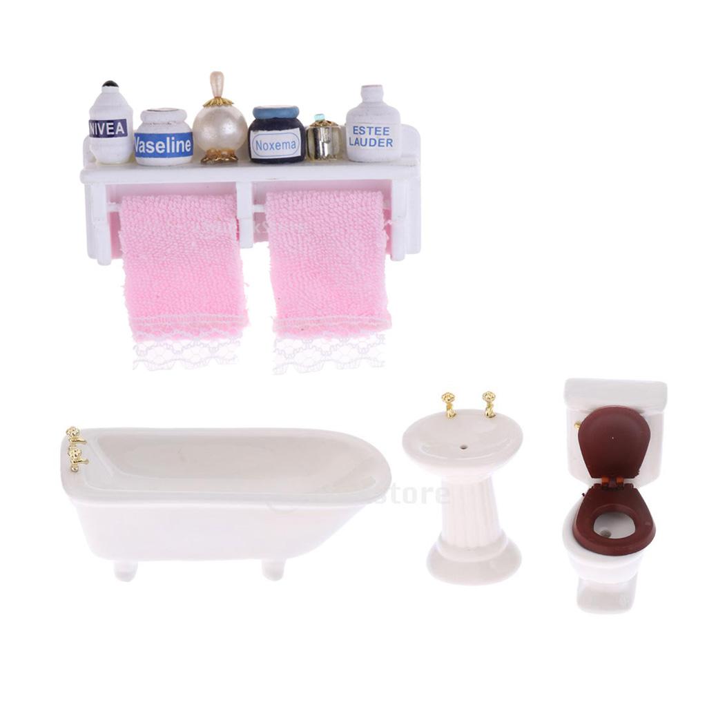 1/12 Scale Dollhouse Miniatures Bathroom Furniture Bathroom Set Room Decor
