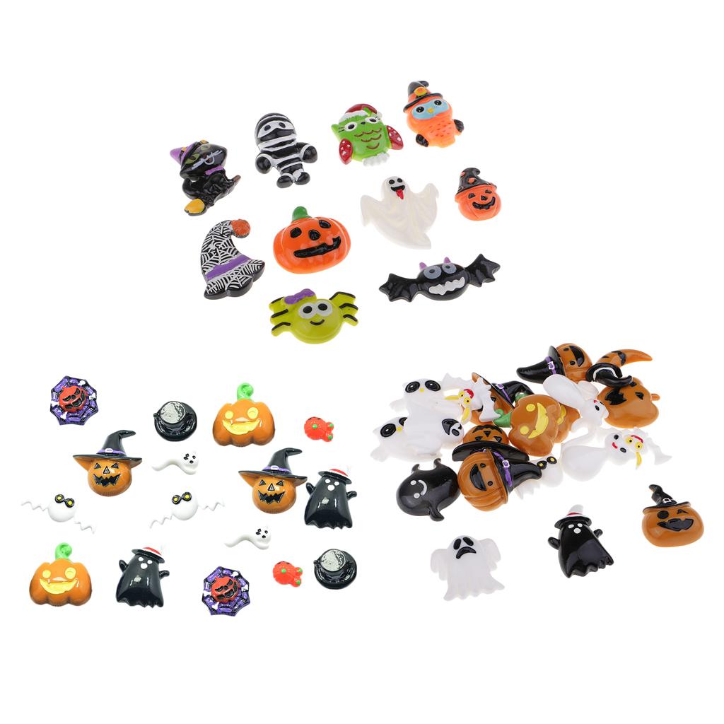 46 Pieces HALLOWEEN Resin Flatback Cabochons Embellishments DIY Phone Crafts