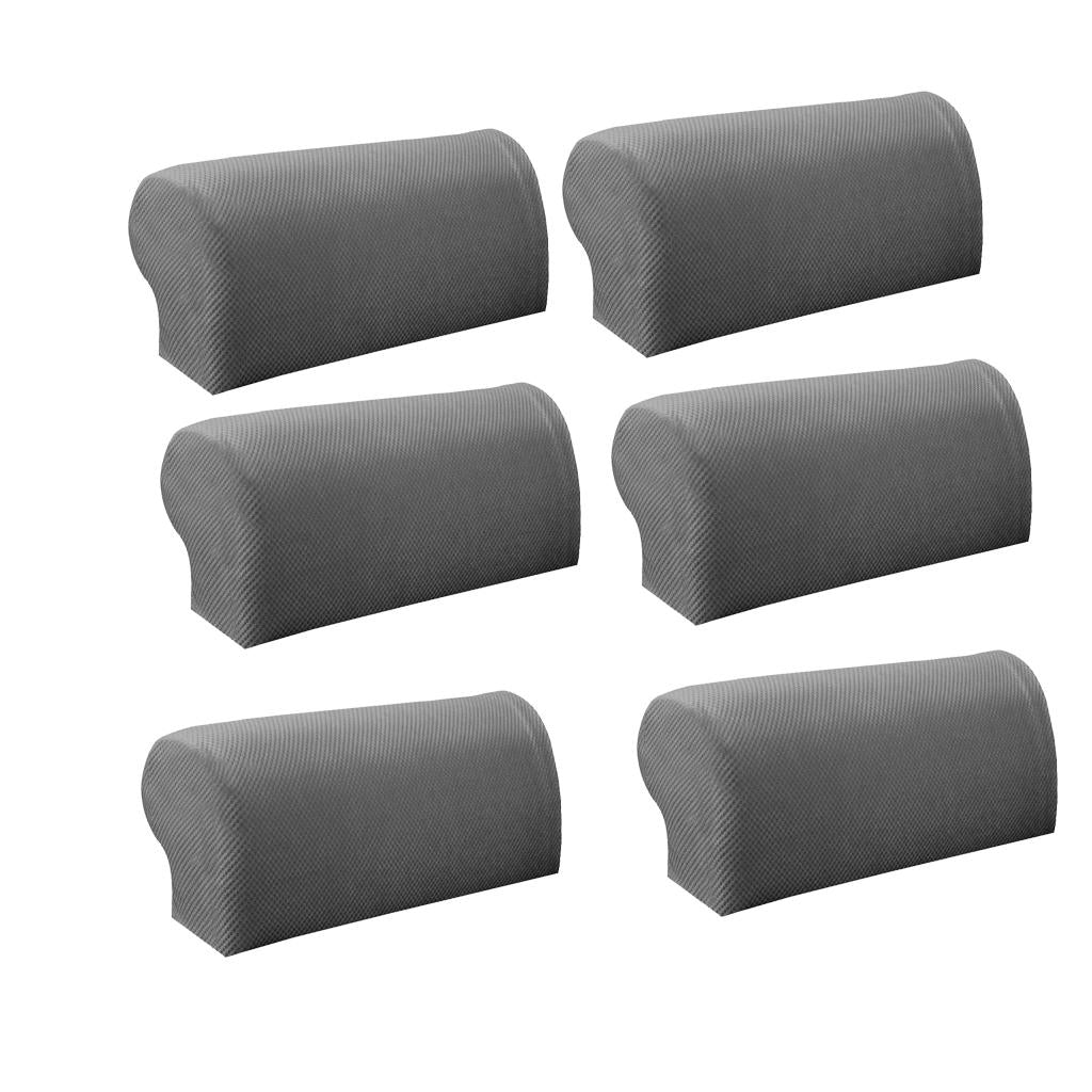 3 Pair Elastic Sofa Armrest Covers Armchair Slipcovers Protector Grey