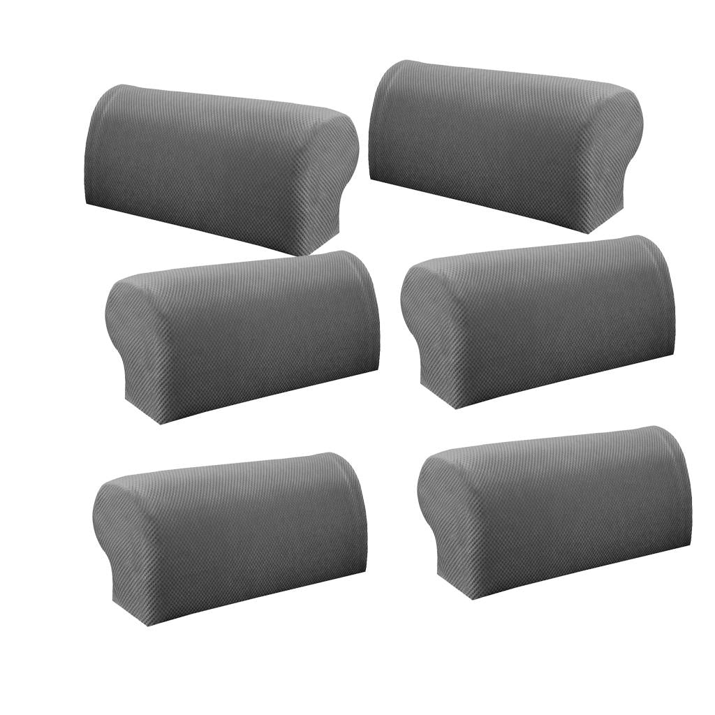 3 Pair Elastic Sofa Armrest Covers Armchair Slipcovers Protector Grey