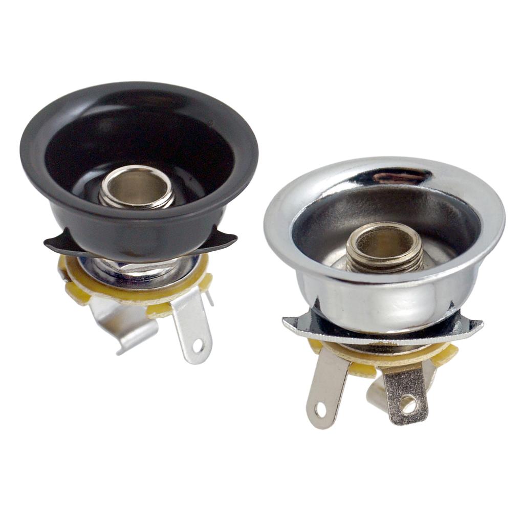 6.35mm 1/4 Jack Plug Socket Output Plate for Guitar Black+Silver"