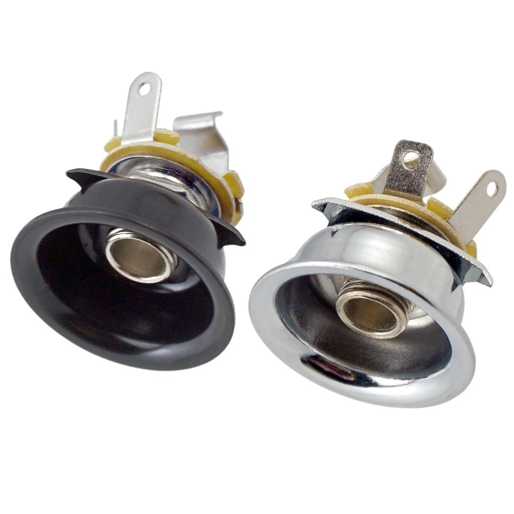 6.35mm 1/4 Jack Plug Socket Output Plate for Guitar Black+Silver"