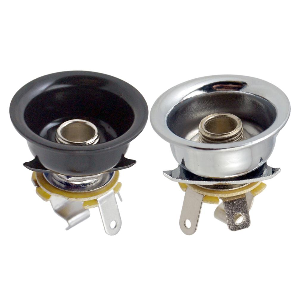 6.35mm 1/4 Jack Plug Socket Output Plate for Guitar Black+Silver"