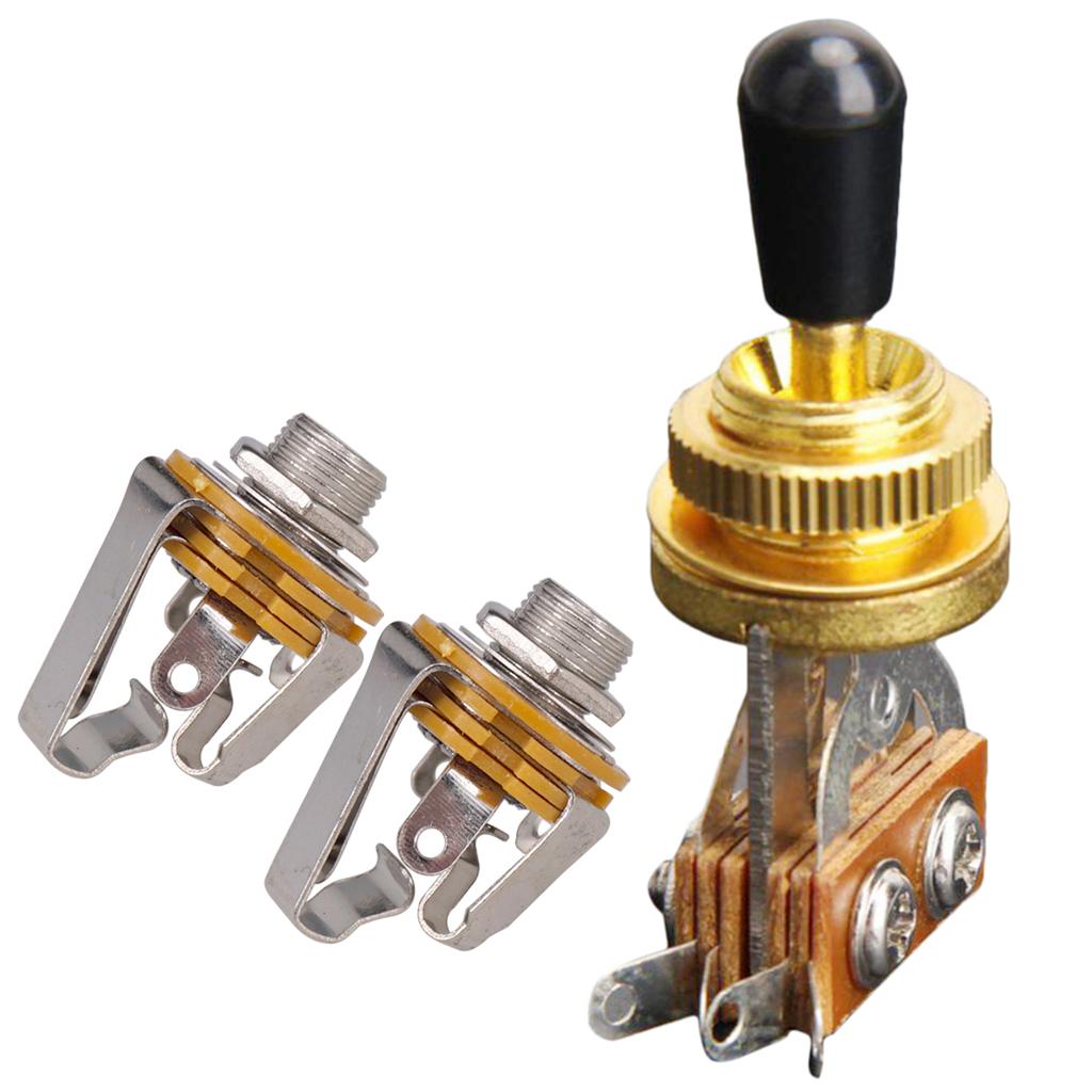 3 Way Toggle Switch +Input Output Jack Plug Socket for Electric Guitar