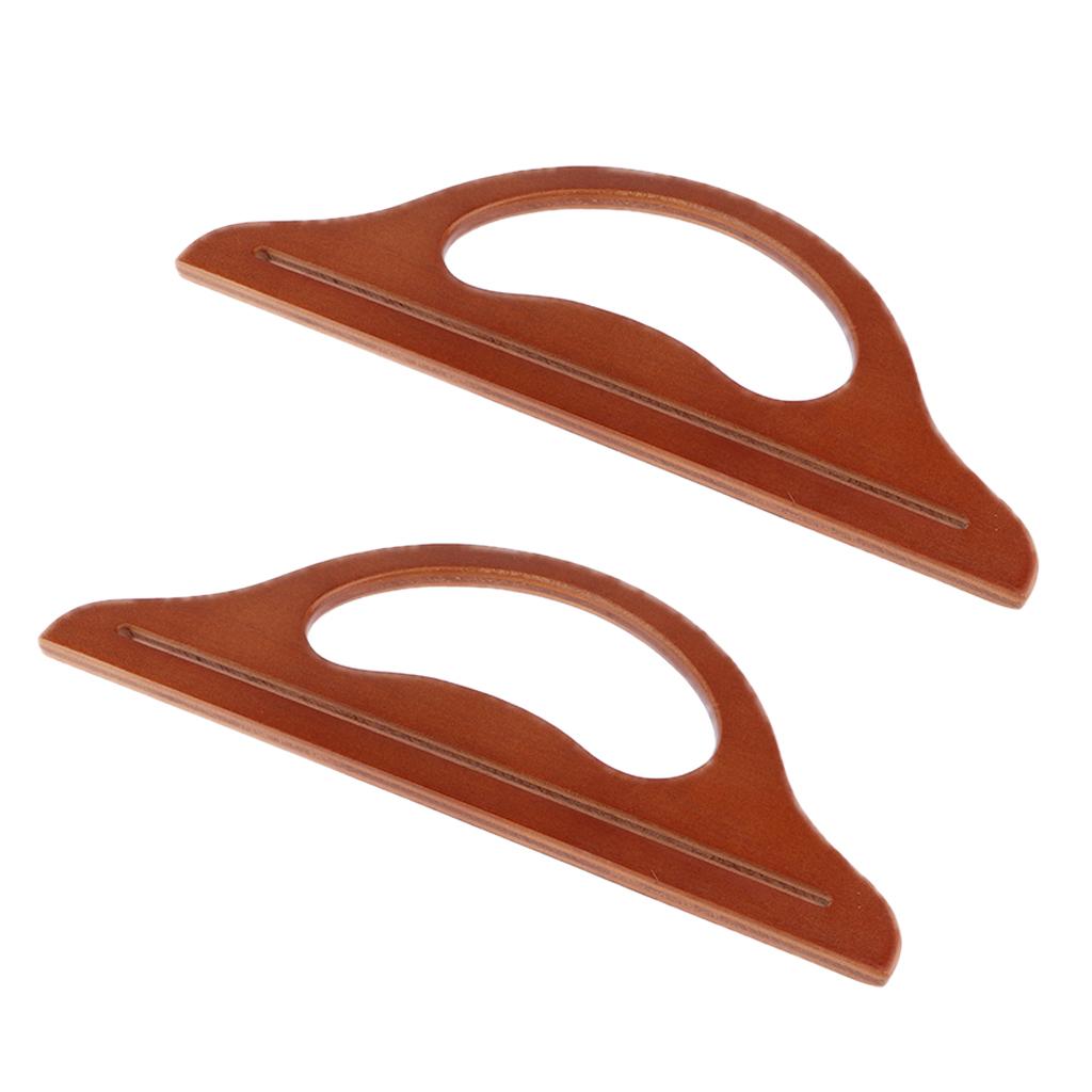 2x Wooden Bag Handle Replacement for DIY Purse Handbag Making Supplies Brown