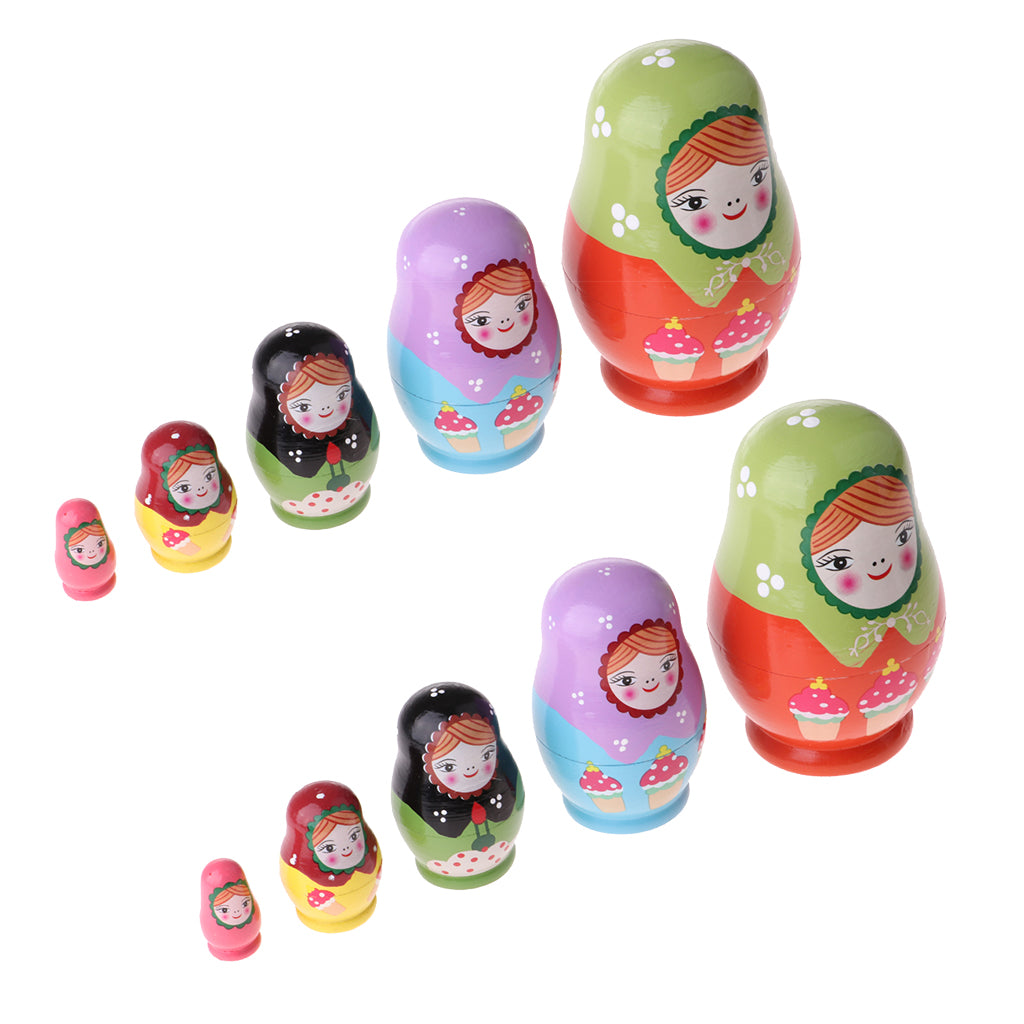 10Pcs Wooden Russian Nesting Dolls Matryoshka for Doll Kids Gifts