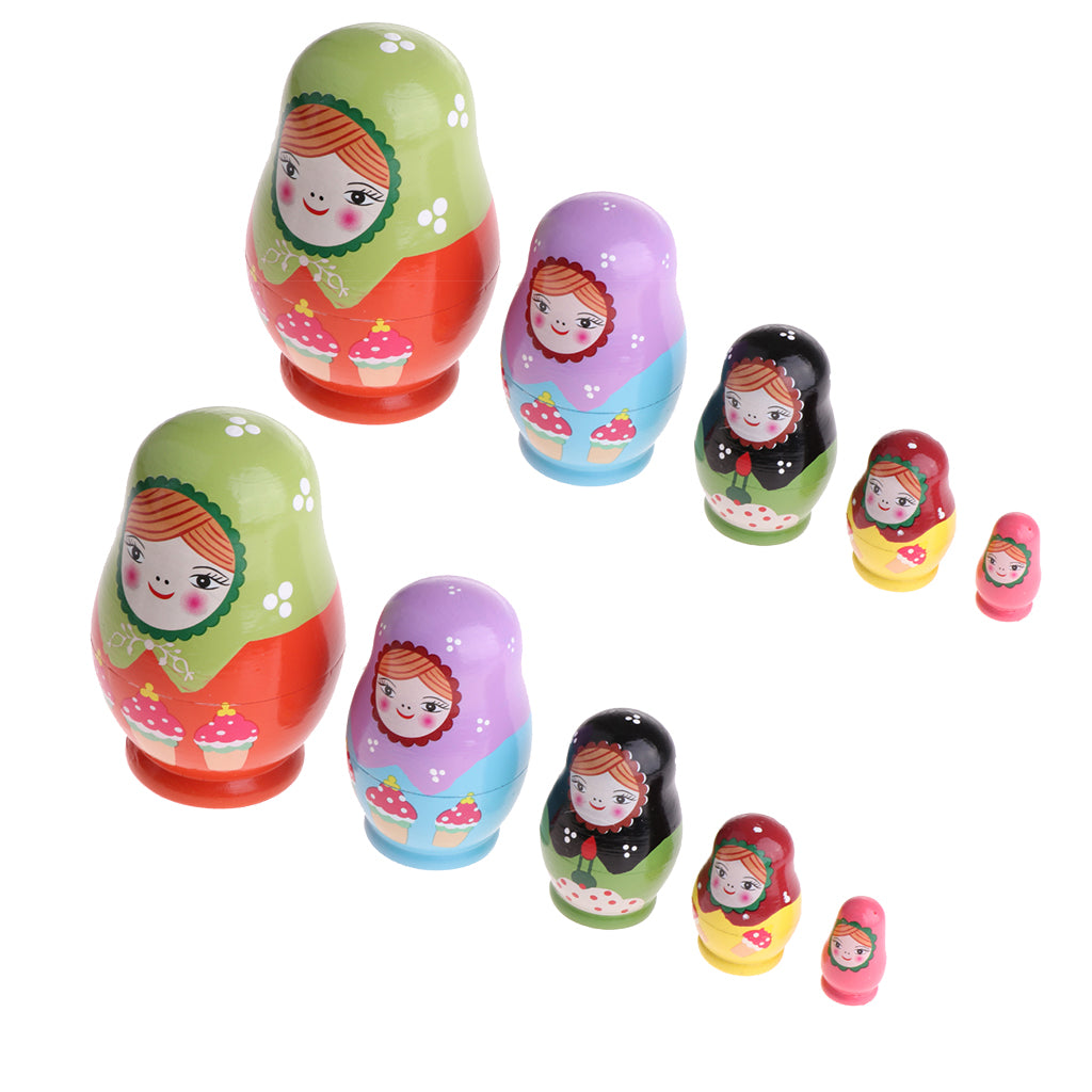 10Pcs Wooden Russian Nesting Dolls Matryoshka for Doll Kids Gifts