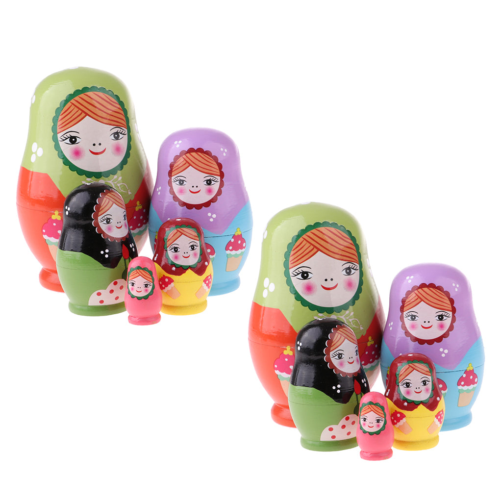 10Pcs Wooden Russian Nesting Dolls Matryoshka for Doll Kids Gifts