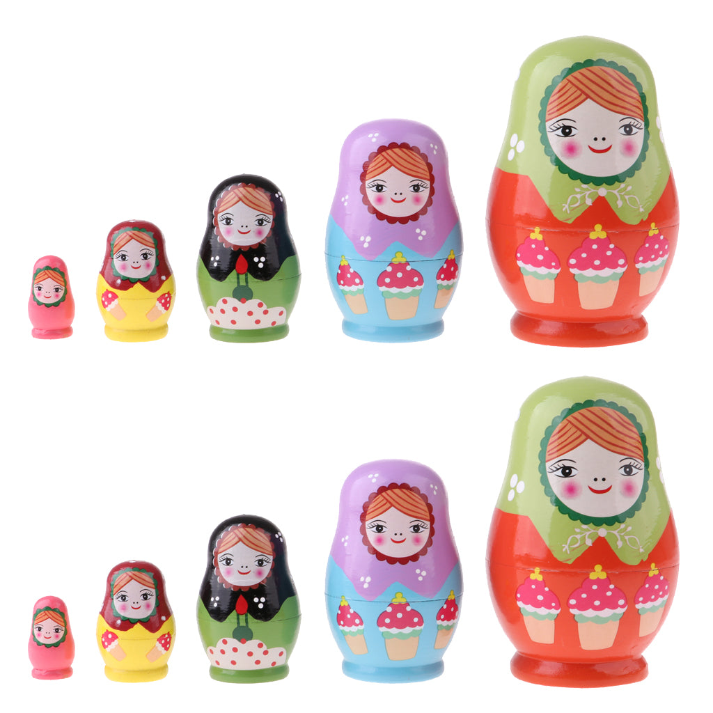 10Pcs Wooden Russian Nesting Dolls Matryoshka for Doll Kids Gifts