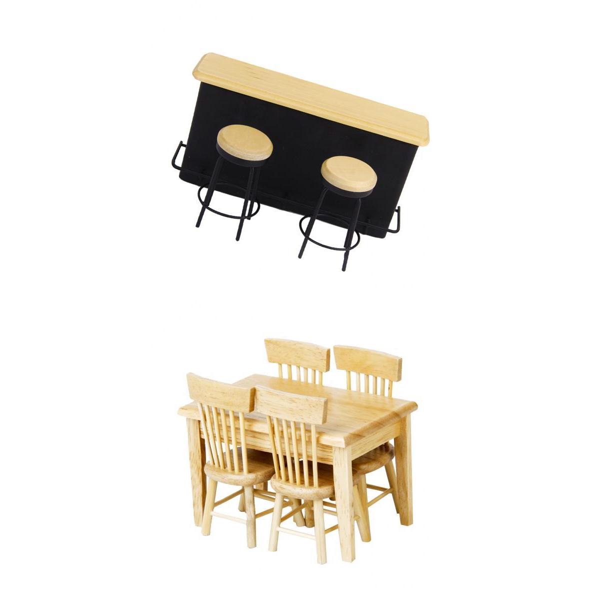 1/12 Dollhouse Miniature Furniture Kits Dining Table Chair Bar Table Model