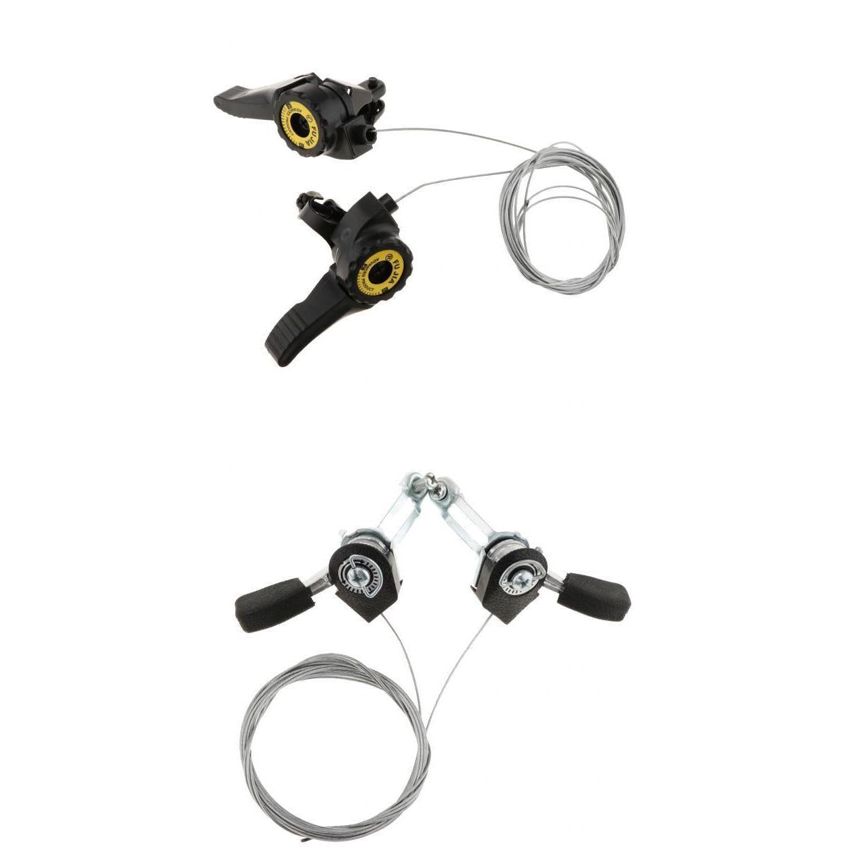 2 Pairs 3x5/6/7 Speed MTB Bike Thumb Gear Shifter Top Mount Shifters Silvery