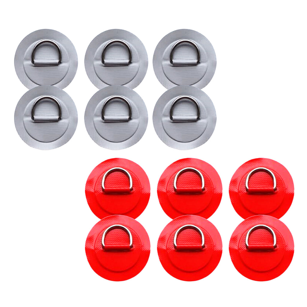 12Pcs Kayak Inflatable Boat Stainless Steel D Ring PVC Patch Red Silver