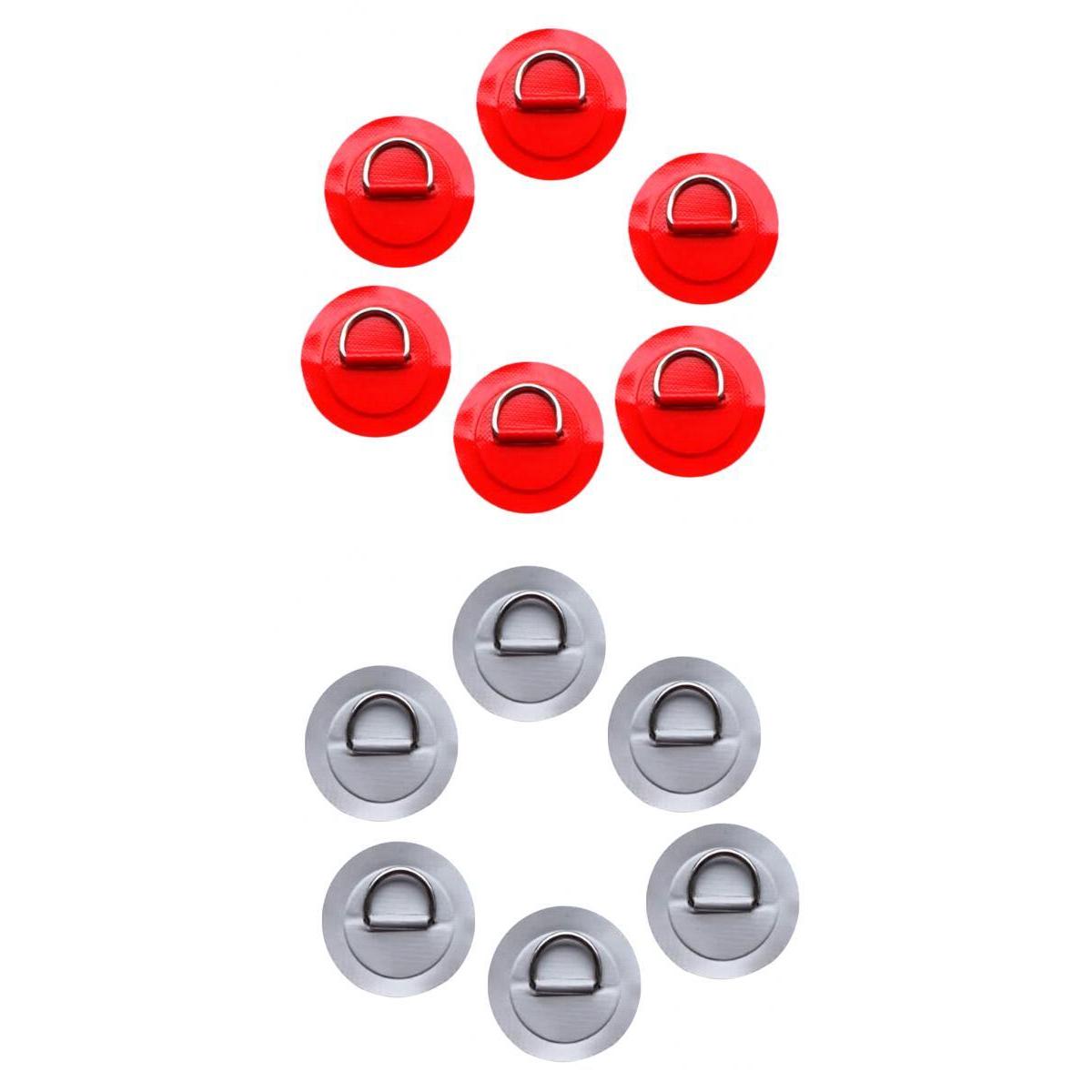 12Pcs Kayak Inflatable Boat Stainless Steel D Ring PVC Patch Red Silver