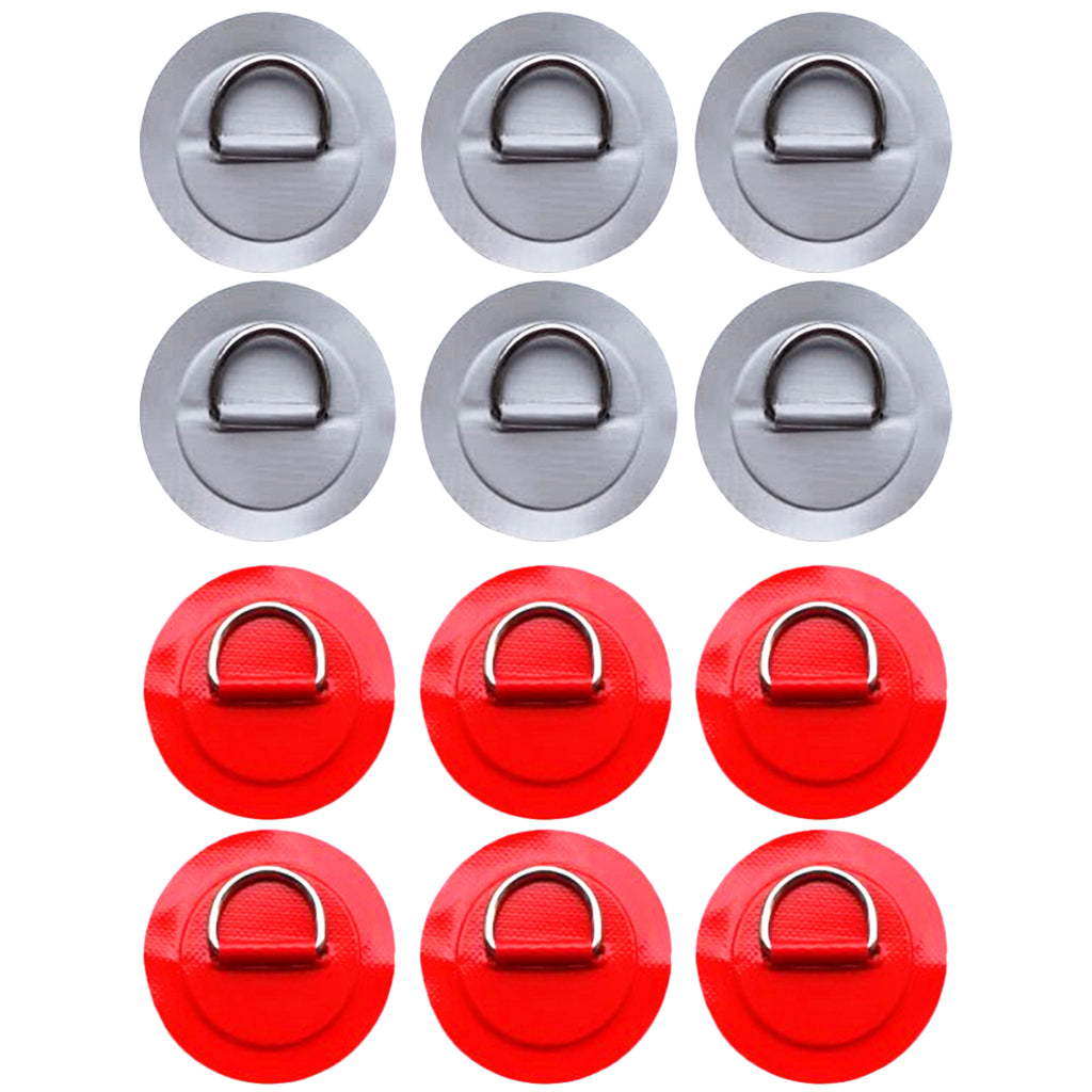12Pcs Kayak Inflatable Boat Stainless Steel D Ring PVC Patch Red Silver