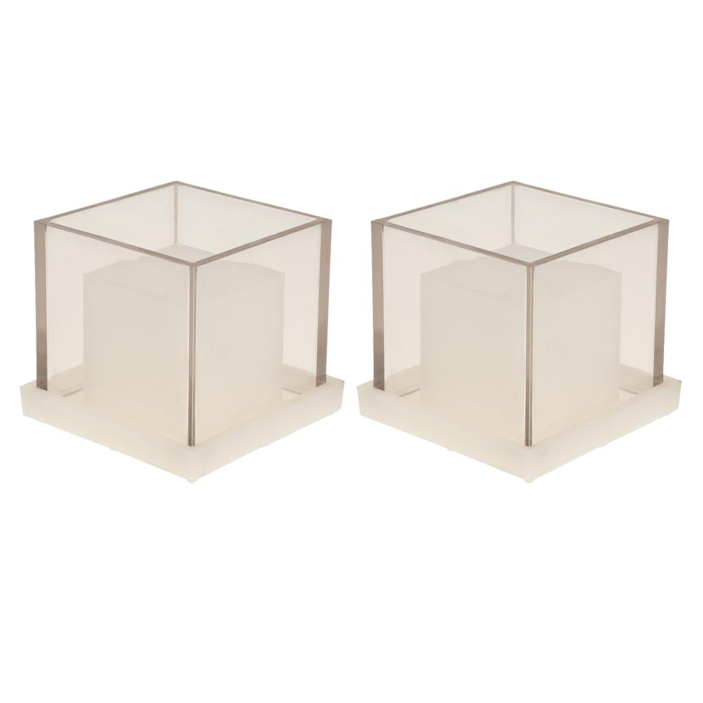 2 Pack Hollow Cube Shaped Plastic Clear Candle Molds Tealight Candles Holder