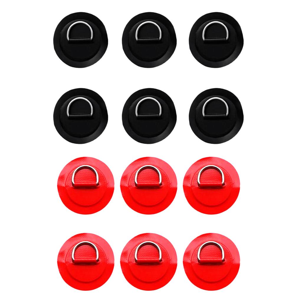 12Pcs Kayak Inflatable Boat Stainless Steel D Ring PVC Patch Black Red
