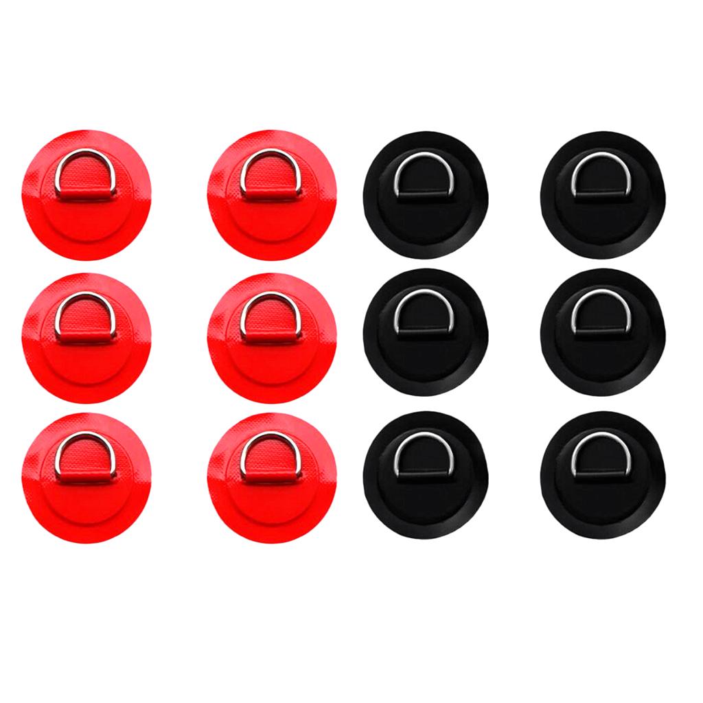 12Pcs Kayak Inflatable Boat Stainless Steel D Ring PVC Patch Black Red