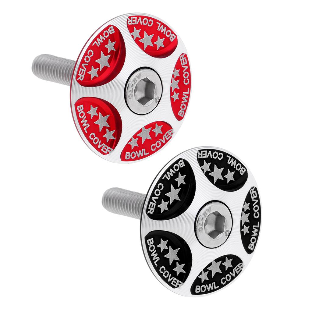 2Pcs MTB Mountain Road Bike Bicycle Aluminum Alloy Headset Stem Top Cap Gear