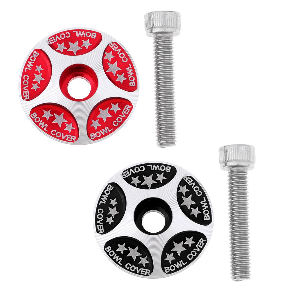 2Pcs MTB Mountain Road Bike Bicycle Aluminum Alloy Headset Stem Top Cap Gear